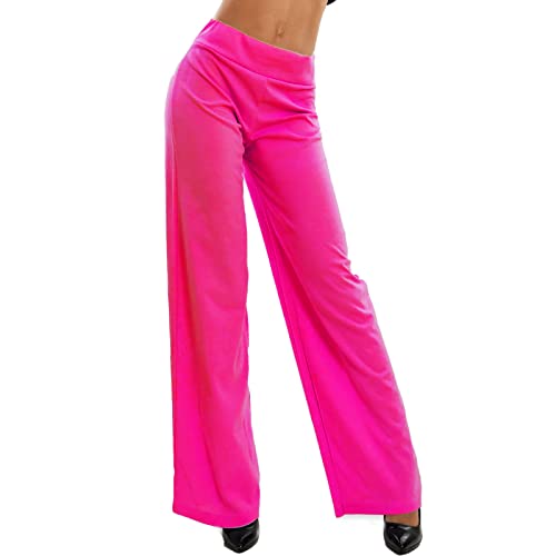 Toocool Damenhosen, Palazzo Hose Damen mit elastischem Bund, Basic Palazzo Hose Damen Herbst, Büro Damenhosen VI-9292 [XXL, Fuchsia] von Toocool