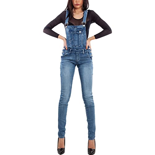Toocool Damen-Jeans Overall Einteiler Jumpsuit Hose XM-987, blau, XL von Toocool