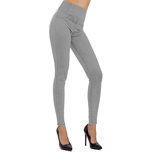 Toocool Damen Jeans hohe Taille Hose Jeggings Skinny Slim Figurbetonte Sexy Neu W0330, Skinny, 86104-84-2943-1, Grau, 86104-84-2943-1 M von Toocool