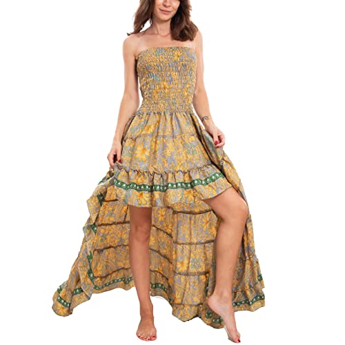 Toocool Damen Kleid Gipsy Boho Chic Kleid Asymmetrisch Coda Ibiza Mare SAR-14, Empire, 81633-71-1515-1, Mehrfarbig, 81633-71-1515-1 One size von Toocool