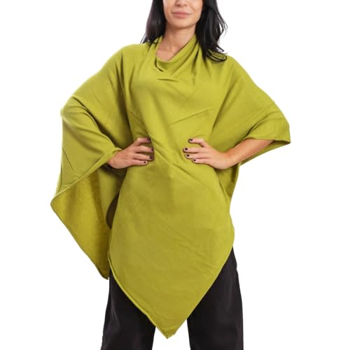 Toocool Damen-Poncho, Strickmantel, warme Fransen, Schal HM115, Erbsengrün, Einheitsgröße von Toocool