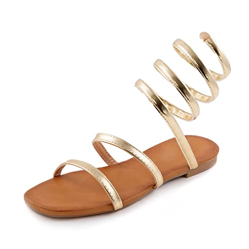 Toocool Damen-Sandalen Flach Frühling Gladiatoren Metallic PM2898, gold, 40 EU von Toocool