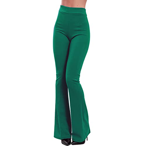 Toocool Damen-Schlaghose, Damen-Jazzpants mit tailliertem Bein, Damen-Stretchhose, Damen Flare Leggings, Bootcut Hose JL-2148 [M, Grüne Flagge] von Toocool