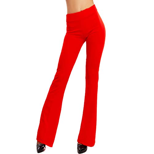 Toocool Damen-Schlaghose, Damen-Jazzpants mit tailliertem Bein, Damen-Stretchhose, Damen Flare Leggings, Bootcut Hose JL-2148 [M, Rot] von Toocool