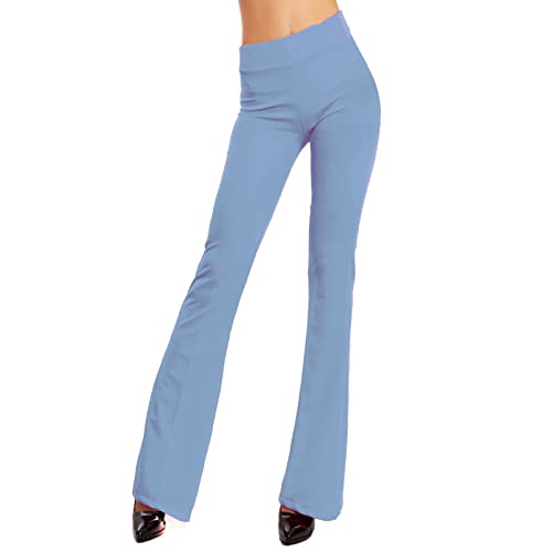 Toocool Damen-Schlaghose, Damen-Jazzpants mit tailliertem Bein, Damen-Stretchhose, Damen Flare Leggings, Bootcut Hose JL-2148 [XXL, Hellblau] von Toocool
