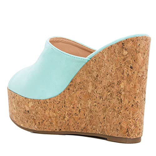 Toocool - Damen-Schuhe mit Keilabsatz, aus Wildleder, mit hohen Absätzen, Plateau CA128., Teal, 38 EU von Toocool