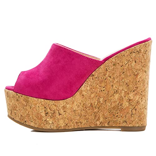 Toocool - Damen-Schuhe mit Keilabsatz, aus Wildleder, mit hohen Absätzen, Plateau CA128., fuchsia, 40 EU von Toocool