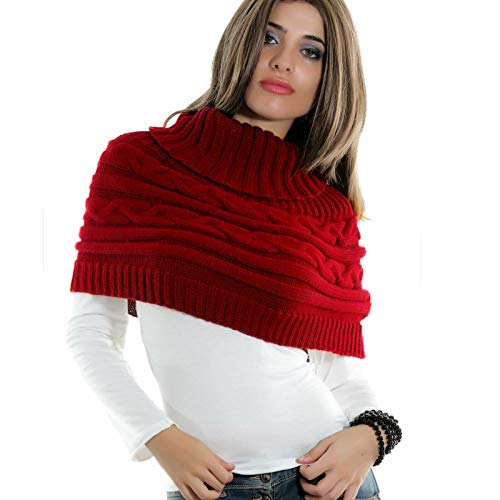 Toocool - Damen-Schulterbezug mit Kragen, Schal, Bolero Tricot, Rollkragen, Poncho LO-AS0430, rot, One size von Toocool