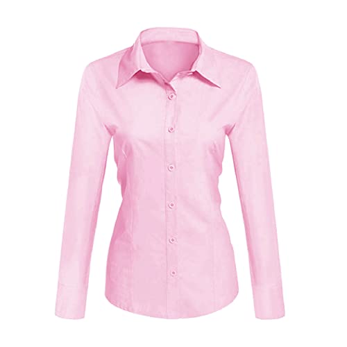 Toocool - Damenhemd Slim Fit Langarm Bluse Bluse Slim Fit Baumwolle C-S020, Rosa, Medium von Toocool