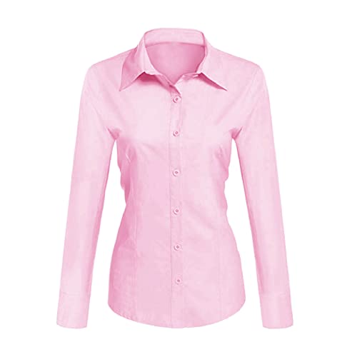 Toocool - Damenhemd Slim Fit Langarm Bluse Bodycon Bluse Baumwolle C-S020, Rosa, Small von Toocool