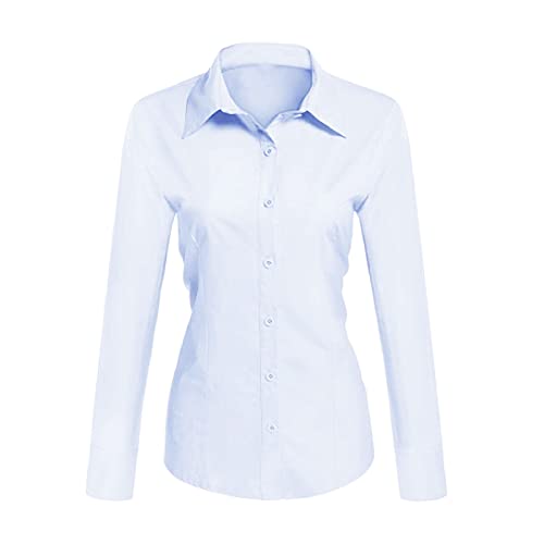 Toocool - Damenhemd Slim Fit Langarm Bluse Eng Bluse Baumwolle C-S020, himmelblau, Small von Toocool