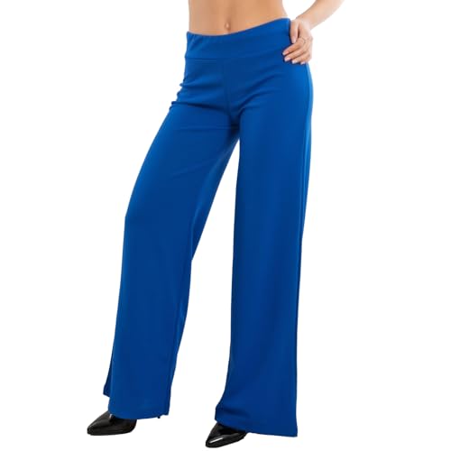 Toocool Damenhosen, Palazzo Hose Damen mit elastischem Bund, Basic Palazzo Hose Damen Herbst, Büro Damenhosen VI-9292 [L, Elektrischblau] von Toocool