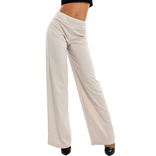 Toocool Damenhosen, Palazzo Hose Damen mit elastischem Bund, Basic Palazzo Hose Damen Herbst, Büro Damenhosen VI-9292 [M, Beige] von Toocool