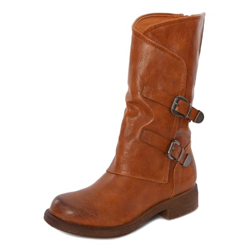 Toocool - Damenstiefel Biker Boots Schnallen Motorradfahrer Casual G620, Braun - Camel - Größe: 37 EU von Toocool