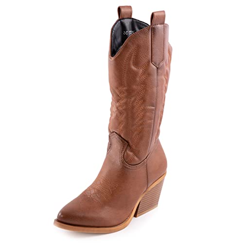 Toocool Damenstiefel Texani Cowboy Western camperos Stiefel Boots Y02, Camel, 38 EU von Toocool