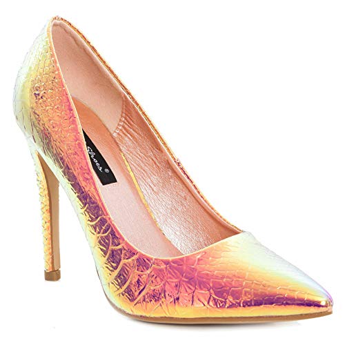 Toocool - Decolletes Damen-Schuhe, hohe Absätze mit metallisierter Spitze, S1682, Gelb - champagner - Größe: 38 EU von Toocool