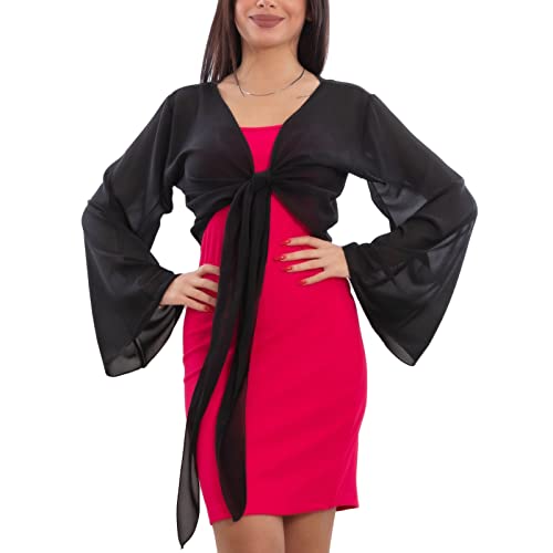 Toocool Elegante Damen-Schulterbezüge Breite Ärmel Zeremonie Bolero VB-10371, Schwarz , One size von Toocool