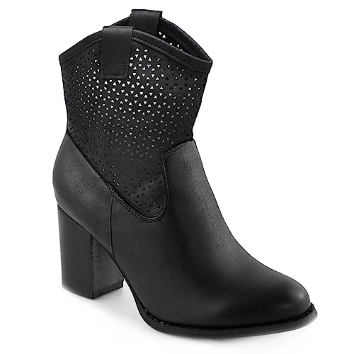 Toocool G633 Damen-Stiefeletten, perforiert, für den Sommer, bequemer Absatz, Schwarz - Schwarz - Größe: 36 EU von Toocool