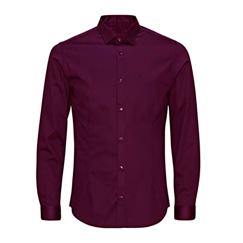 Toocool Herrenhemd Elegant Slim Fit Basic Langarm Y1616, bordeaux, XXL von Toocool