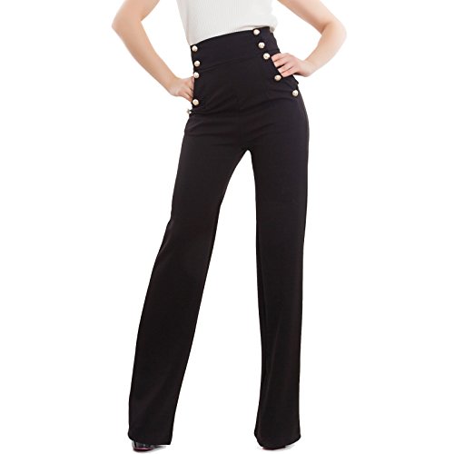 Toocool - Hose für Damen, Glocke, hohe Taille, elastisch, Hot Neu AS-531, 65689-85-327-1, Schwarz, 65689-85-327-1 L von Toocool