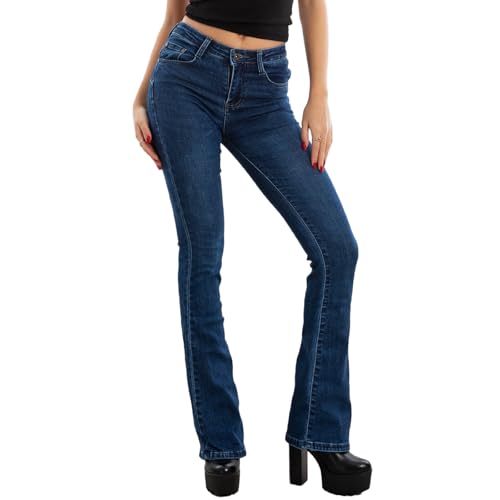 Toocool Jeans Damen Hose Skinny Push Up Pfote Elefant Glocke XM-986, dunkelblau, M von Toocool