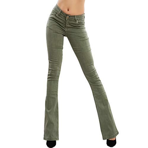 Toocool - Jeans Damen Push Up Hose Zampa Elefant Glocke Slim Sexy F36-M6129, grün, XS von Toocool