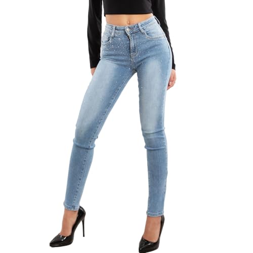 Toocool Jeans Damen Skinny Denim Strass Push up CY-1106, Nd-213 Blau, XS von Toocool