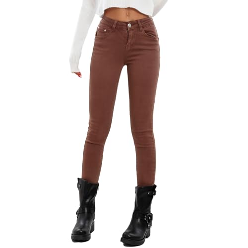 Toocool Jeans Damen Skinny Slim Stretch Slim Fit Hose VI-8006, Braun, M von Toocool