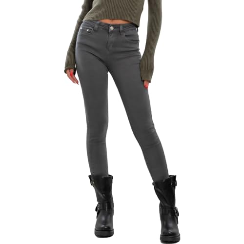 Toocool Jeans Damen Skinny Slim Stretch Slim Fit Hose VI-8006, dunkelgrau, S von Toocool