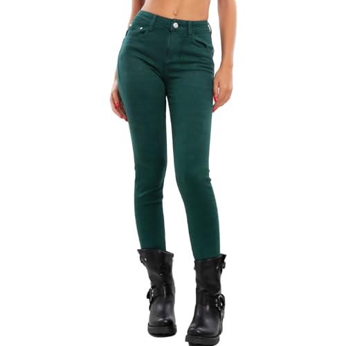 Toocool Jeans Damen Skinny Slim Stretch Slim Fit Hose VI-8006, dunkelgrün, L von Toocool