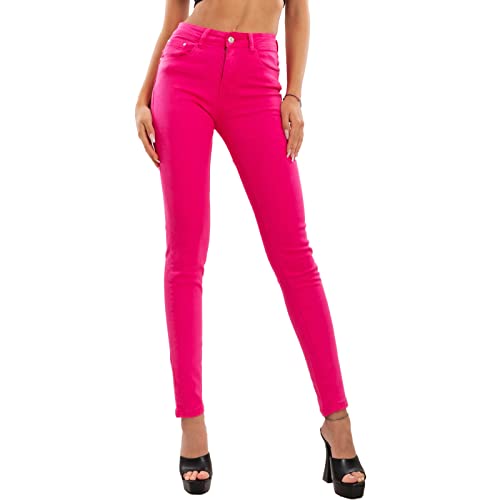 Toocool Jeans Damen Skinny Slim Stretch Slim Fit Hose VI-8006, fuchsia, M von Toocool