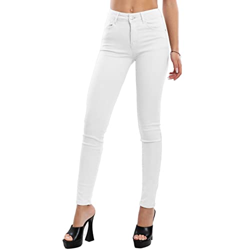 Toocool Jeans für Damen, Skinny Slim, elastisch, eng anliegend, VI-8006, Weiß, L von Toocool