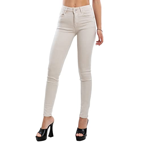 Toocool Jeans für Damen, Skinny Slim, elastisch, eng anliegend, VI-8006, beige, S von Toocool