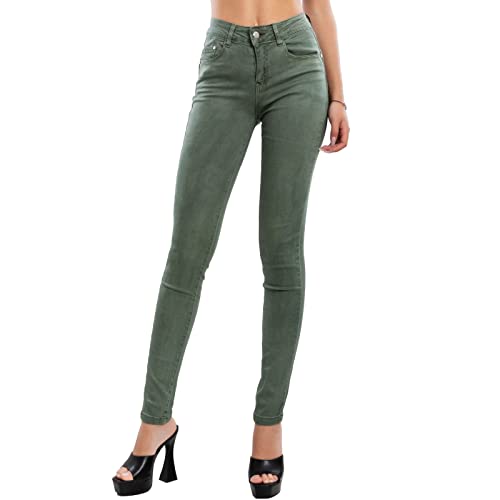 Toocool Jeans für Damen, Skinny Slim, elastisch, eng anliegend, VI-8006, militär-grün, M von Toocool