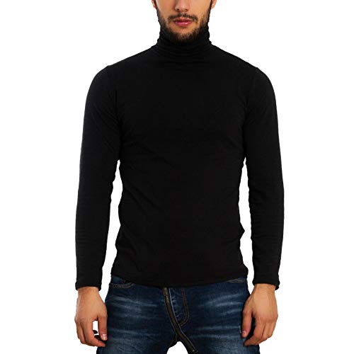 Toocool - Rollkragenpullover Herren Langarm Plüsch Hoher Kragen Slim Fit LO-A6957, Schwarz , Large von Toocool