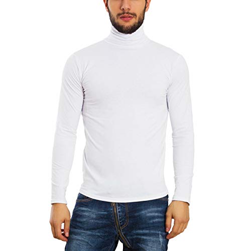 Toocool - Rollkragenpullover Herren Langarm Plüsch Hoher Kragen Slim Fit LO-A6957, Weiß, XX-Large von Toocool