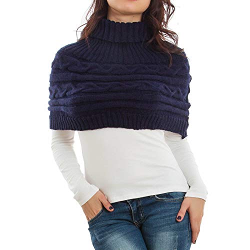 Toocool - LO-AS0430 Damen-Schal, Bolero Tricot Dolcevita Poncho, Cape, 83319-71-117-1, Blau, 83319-71-117-1 One size von Toocool