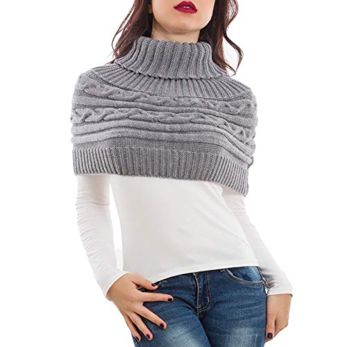 Toocool - LO-AS0430 Damen-Schal, Bolero Tricot Dolcevita Poncho, Cape, 83319-71-262-1, Grau, 83319-71-262-1 One size von Toocool