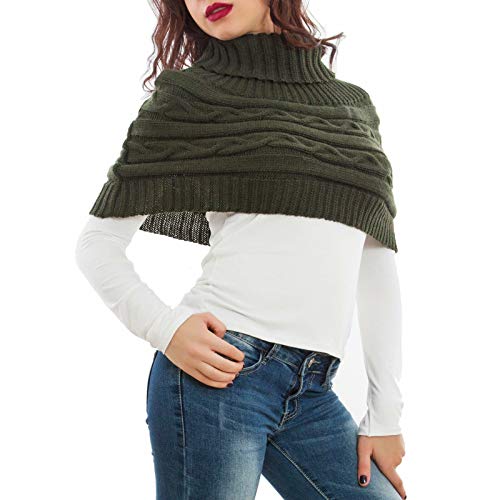 Toocool - LO-AS0430 Damen-Schal, Bolero Tricot Dolcevita Poncho, grün, One size von Toocool