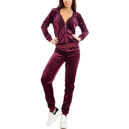 Toocool LO-F201 Damen-Anzug, aus Samt, Chenille, mit Reißverschluss und Kapuze, 85543-87-442-1, Violett, 85543-87-442-1 XXL von Toocool