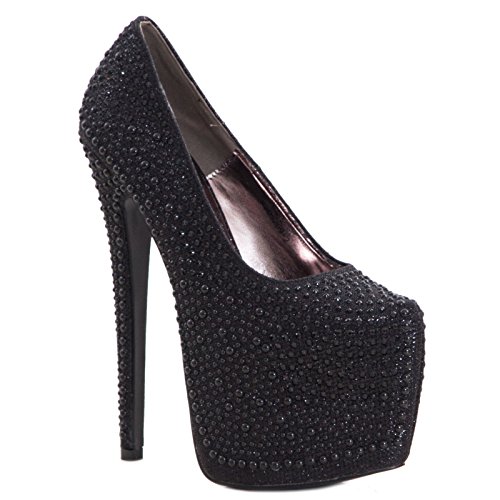 Toocool - Pumps Damenschuhe Strass Schmuck High Heels 18 cm Plateau Neu K2D5209-2, Schwarz - Schwarz - Größe: 38 EU von Toocool