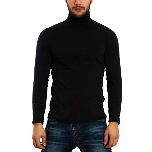 Toocool Rollkragenpullover Herren Baumwolle für den Winter, Hochgeschlossen, Schmal Geschnitten, Mit Plüsch Gefüttert, Turtleneck Pullover LO-A6957 [3XL, Schwarz] von Toocool
