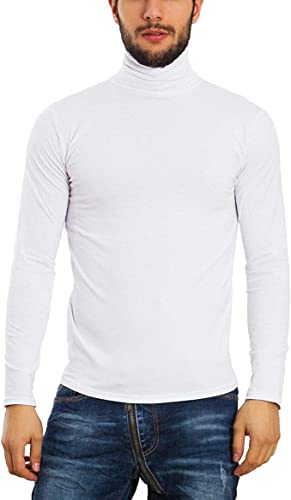 Toocool Rollkragenpullover Herren Baumwolle für den Winter, hochgeschlossen, schmal Geschnitten, mit Plüsch Gefüttert, Rollkragenshirt Herren, Rolli Herren, Turtleneck Pullover LO-A6957 [3XL, Weiß] von Toocool