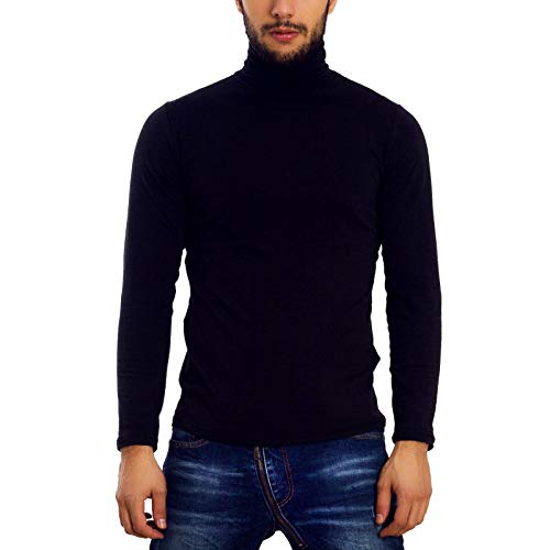 Toocool Rollkragenpullover Herren Baumwolle für den Winter, hochgeschlossen, schmal Geschnitten, mit Plüsch Gefüttert, Rollkragenshirt Herren, Rolli Herren, Turtleneck Pullover LO-A6957 [3XL, Blau] von Toocool