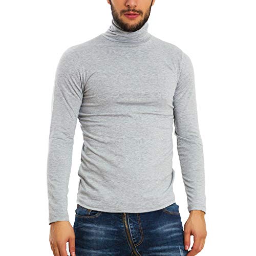 Toocool Rollkragenpullover Herren Baumwolle für den Winter, Hochgeschlossen, Schmal Geschnitten, Mit Plüsch Gefüttert, Turtleneck Pullover LO-A6957 [XL, Grau] von Toocool