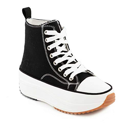 Toocool Sneakers HF989 Damen-Turnschuhe Platform Schnürsenkel, Schwarz - Schwarz - Größe: 39 EU von Toocool