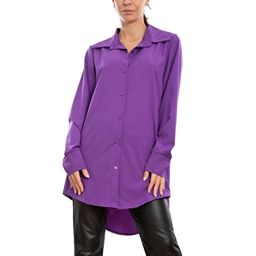 Toocool - Sommer Damenhemd, Langarmhemd aus Baumwolle in Übergröße, Wanderhemd Damen, Funktionsbluse Damen VI-3257 [Eine Größe, Violett] von Toocool