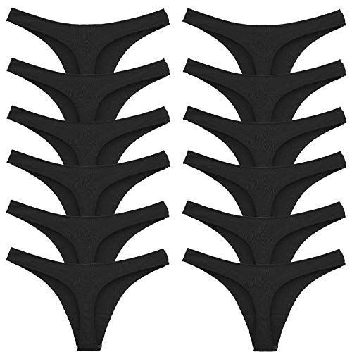 Toocool - Damen-String aus Baumwolle, 12er-Pack, Schwarz, L-XL von Toocool