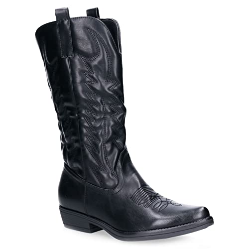 Toocool Texani Cowboy Western Camperos Winterschuhe 2C8X9003, Q8x5732 2 Schwarz, 37 EU von Toocool