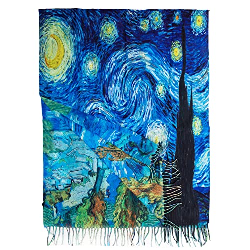 Toocool Unisex Schal Stola Klimt Van Gogh Kandinsky Monet Foulard Kunstgemälde 70x170cm Tuch Berühmte Meisterwerke Tragbare Kunst A001 [Eine Größe, Sternenhafte Nacht] von Toocool